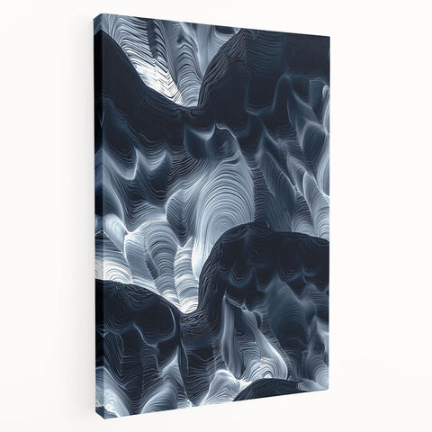 Stretched canvas artwork showcasing a vibrant landscape with intricate cave formations, ideal for enhancing home decor, featuring earthy tones and natural textures.