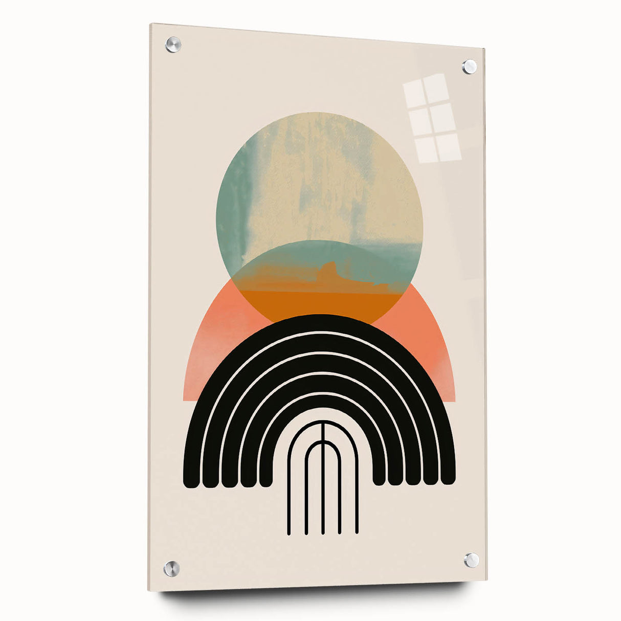 Canvas Art for Dining Area - Retro Geometric Abstract Print