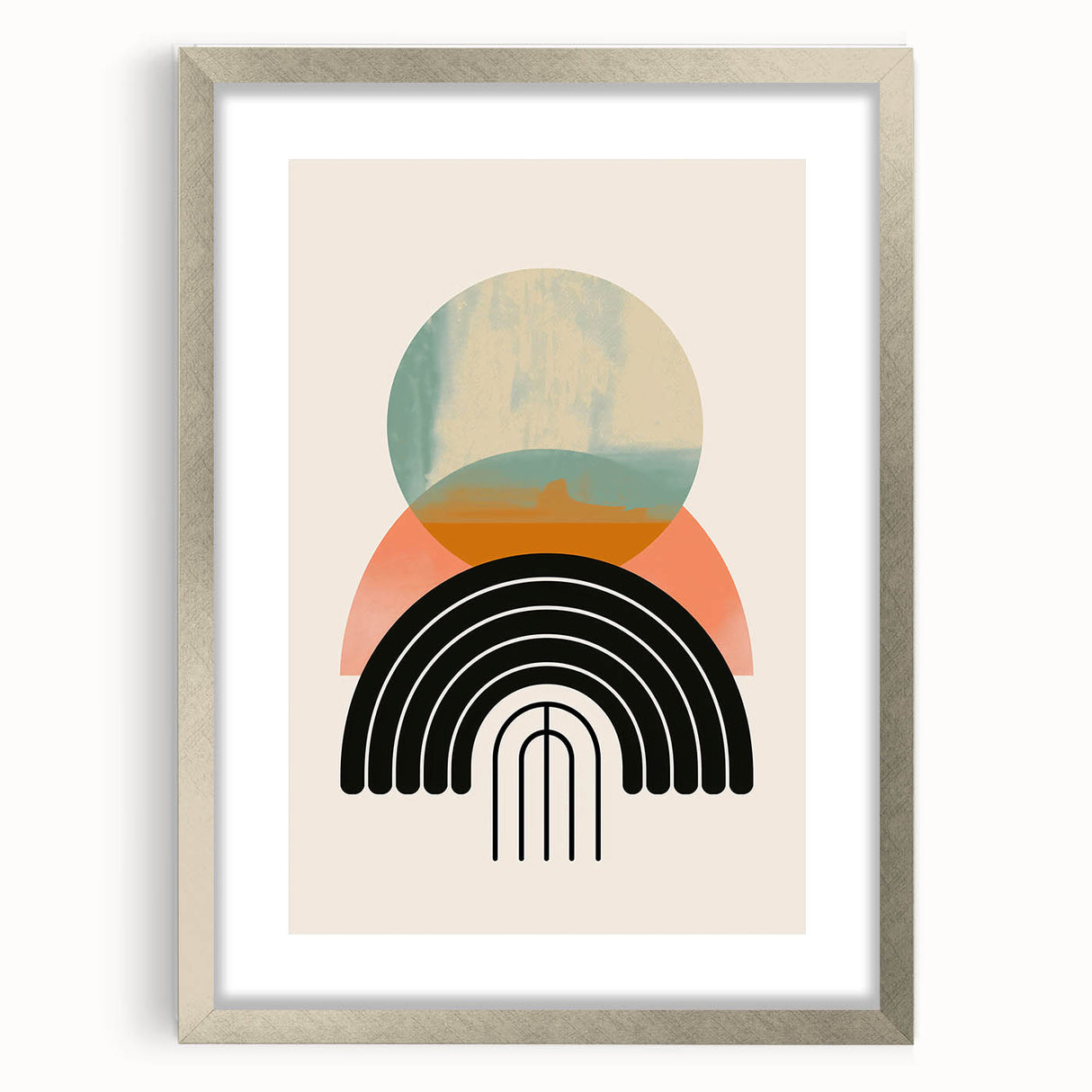 Canvas Art for Dining Area - Retro Geometric Abstract Print