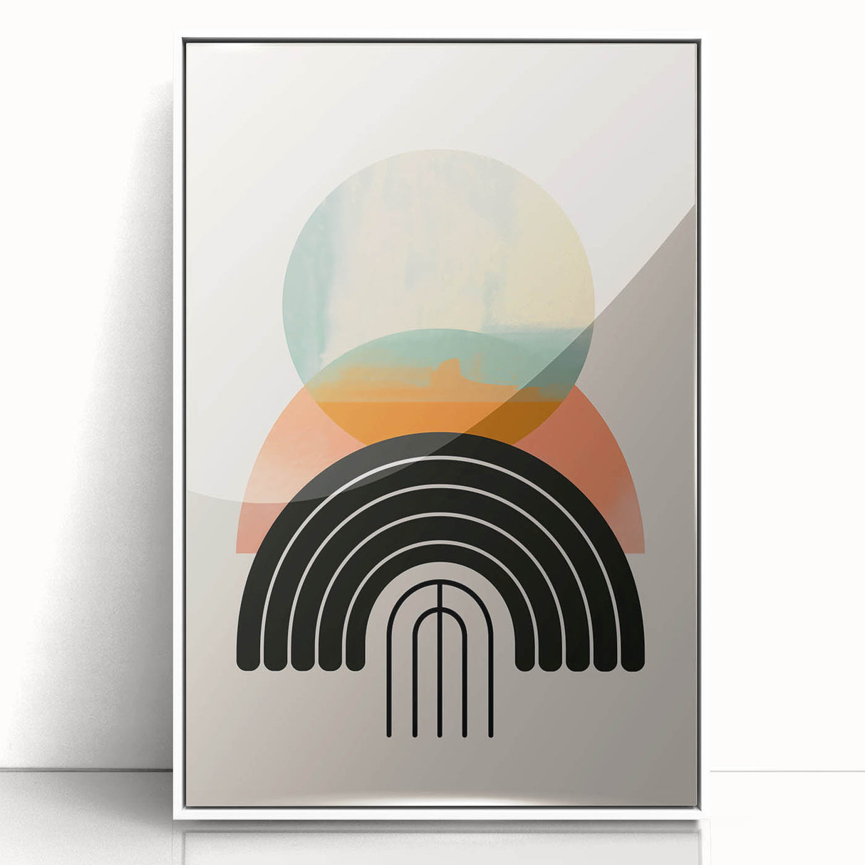 Canvas Art for Dining Area - Retro Geometric Abstract Print