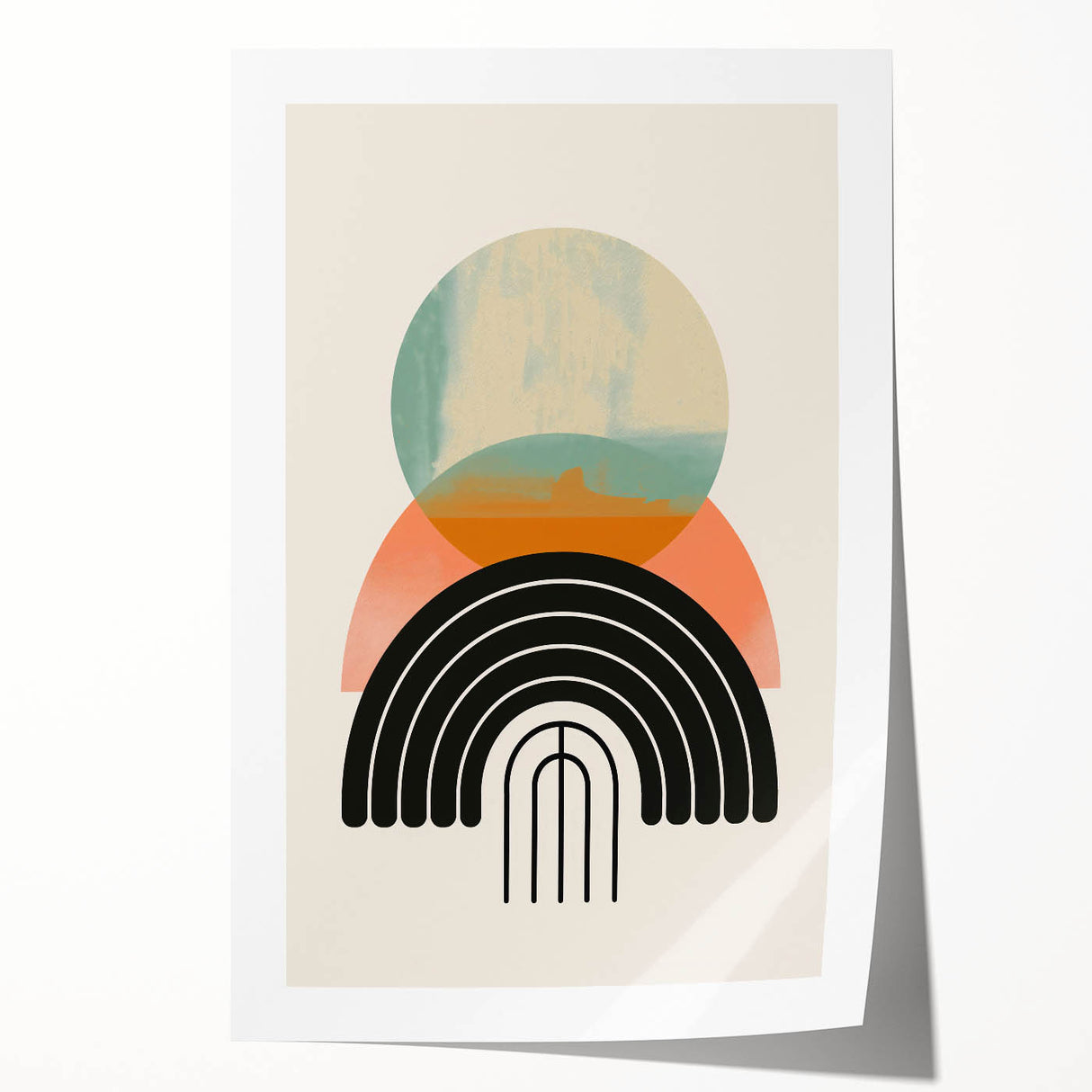 Canvas Art for Dining Area - Retro Geometric Abstract Print