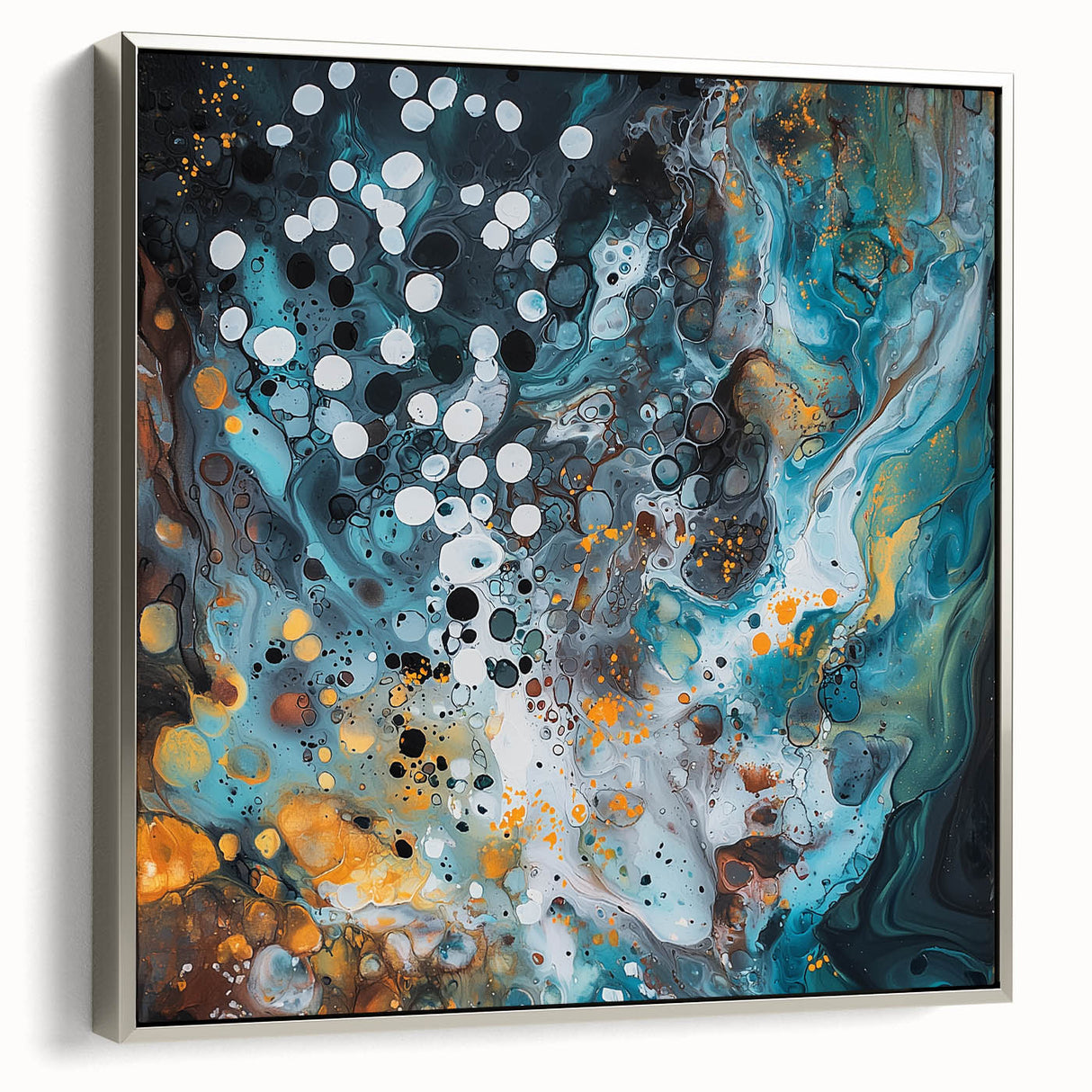 Modern Office Wall Art - Abstract Teal & Gold Corporate Print