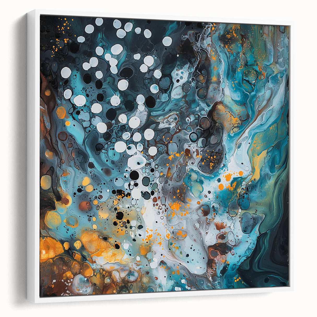 Modern Office Wall Art - Abstract Teal & Gold Corporate Print
