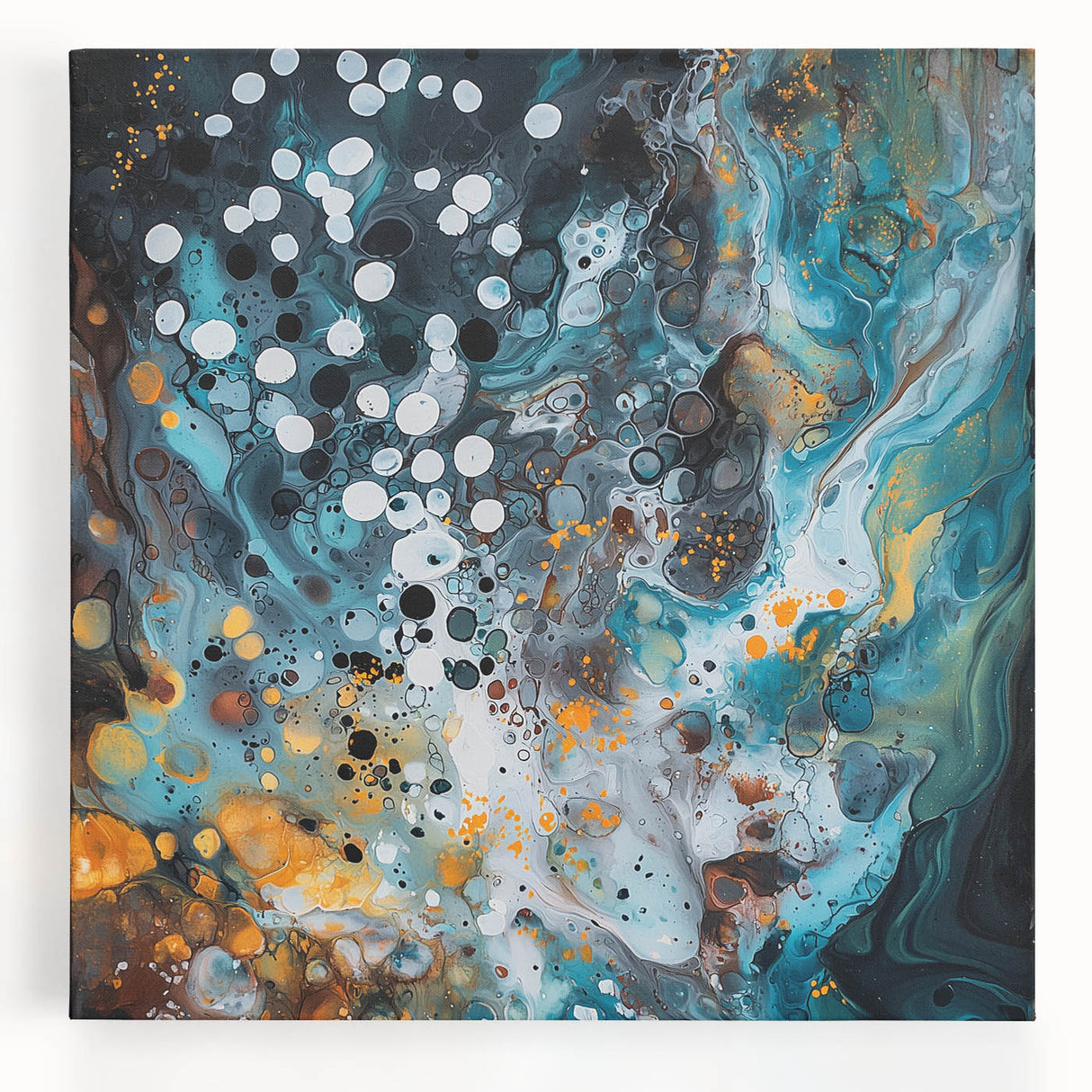 Modern Office Wall Art - Abstract Teal & Gold Corporate Print