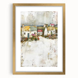 Abstract architectural wall art framed in gold with a white mat, showcasing modern geometric designs and clean lines, perfect for contemporary decor.