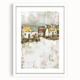 Abstract architecture wall art framed with a white mat, showcasing geometric shapes and lines in a modern design, perfect for contemporary home decor.