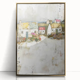 Framed abstract architecture wall art in gold acrylic, showcasing modern design elements with intricate patterns, perfect for enhancing contemporary home decor.