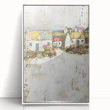 Framed acrylic wall art showcasing an abstract architectural design with a white background, ideal for modern home decor or office spaces, emphasizing contemporary aesthetics and elegance.