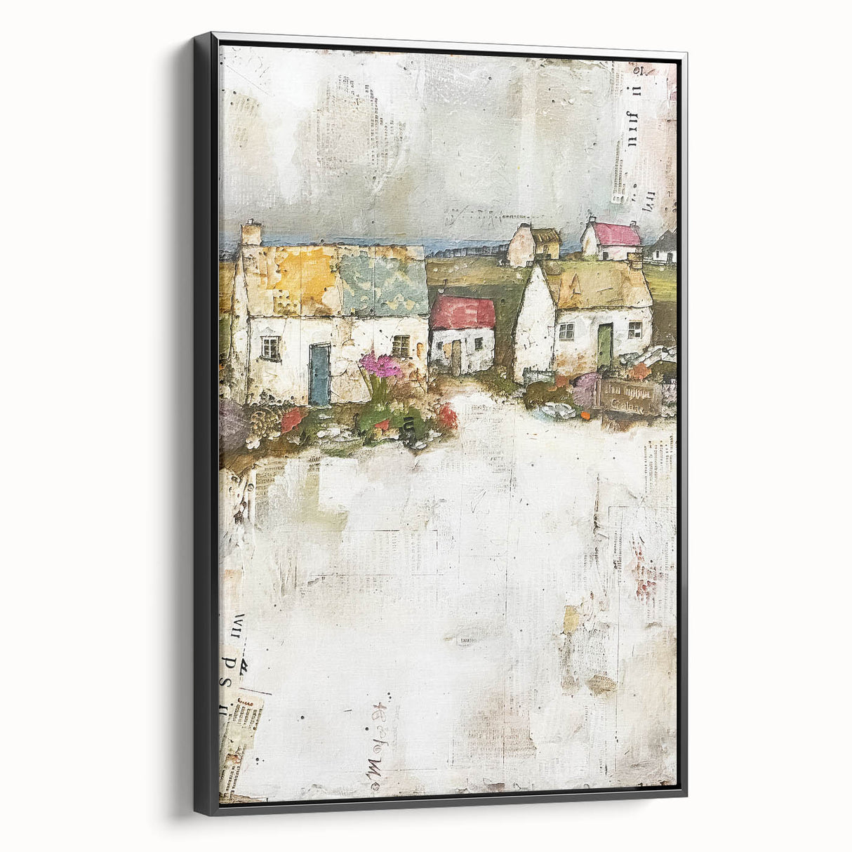Framed abstract architecture wall art in black, showcasing geometric patterns and sleek lines, designed to enhance modern interiors with a striking side view.