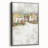 Framed abstract architecture wall art in black, showcasing geometric patterns and sleek lines, designed to enhance modern interiors with a striking side view.