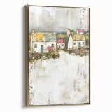 Framed canvas wall art showcasing an abstract architectural design in gold tones, highlighting intricate geometric patterns. Perfect for modern decor.