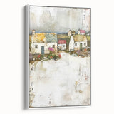 Abstract architectural wall art framed canvas featuring a minimalist white design, showcasing geometric shapes and lines, perfect for modern home decor.