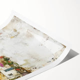 Abstract architecture wall art print showcasing geometric shapes and vibrant colors, elegantly rolled for shipping in a protective tube, perfect for modern decor.