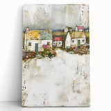 Abstract architecture wall art on stretched canvas, showcasing geometric shapes in muted tones of blue and gray, creating a modern aesthetic for stylish interiors.