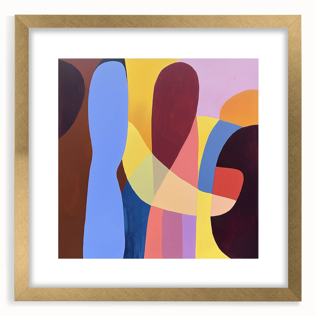Abstract geometric frame in gold with a mat, showcasing a modern design ideal for contemporary decor, emphasizing luxury and elegance in home interiors.