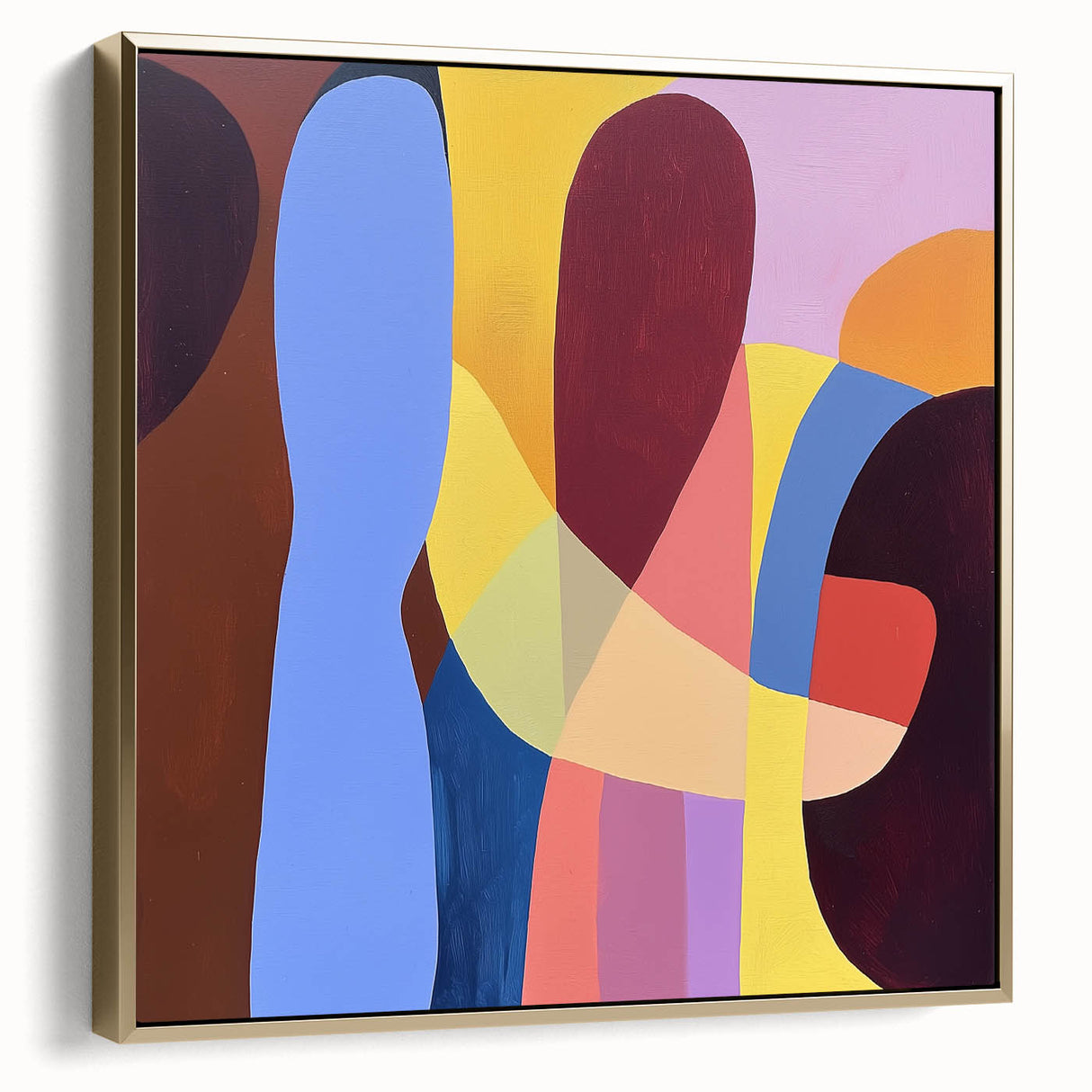Abstract geometric framed canvas art featuring a blend of silver and gold tones, showcasing intricate shapes and patterns, perfect for modern home decor.