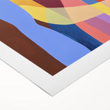 Abstract geometric rolled canvas art displaying vibrant shapes and colors, perfect for modern home decor. Packaged securely in a cardboard tube for shipping.