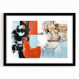 Abstract splatter art frame with a black mat, showcasing vibrant colors and unique patterns, perfect for modern home decor and artistic displays.