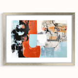 Abstract splatter art frame with a silver mat, showcasing colorful paint drips and unique textures, ideal for modern home decor and artistic displays.