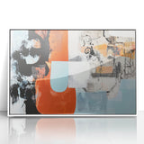 Framed acrylic artwork showcasing colorful abstract splatters on a white background, ideal for modern home decor. This vibrant piece adds a dynamic touch to any space.