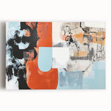 Abstract splatter art on stretched canvas featuring vibrant colors and dynamic patterns, perfect for modern home decor and artistic interiors. Ideal for enhancing living spaces with a touch of creativity and bold expression.