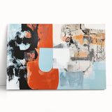 Abstract splatter art canvas featuring vibrant colors and dynamic patterns, perfect for modern home decor, showcasing an artistic, contemporary design.