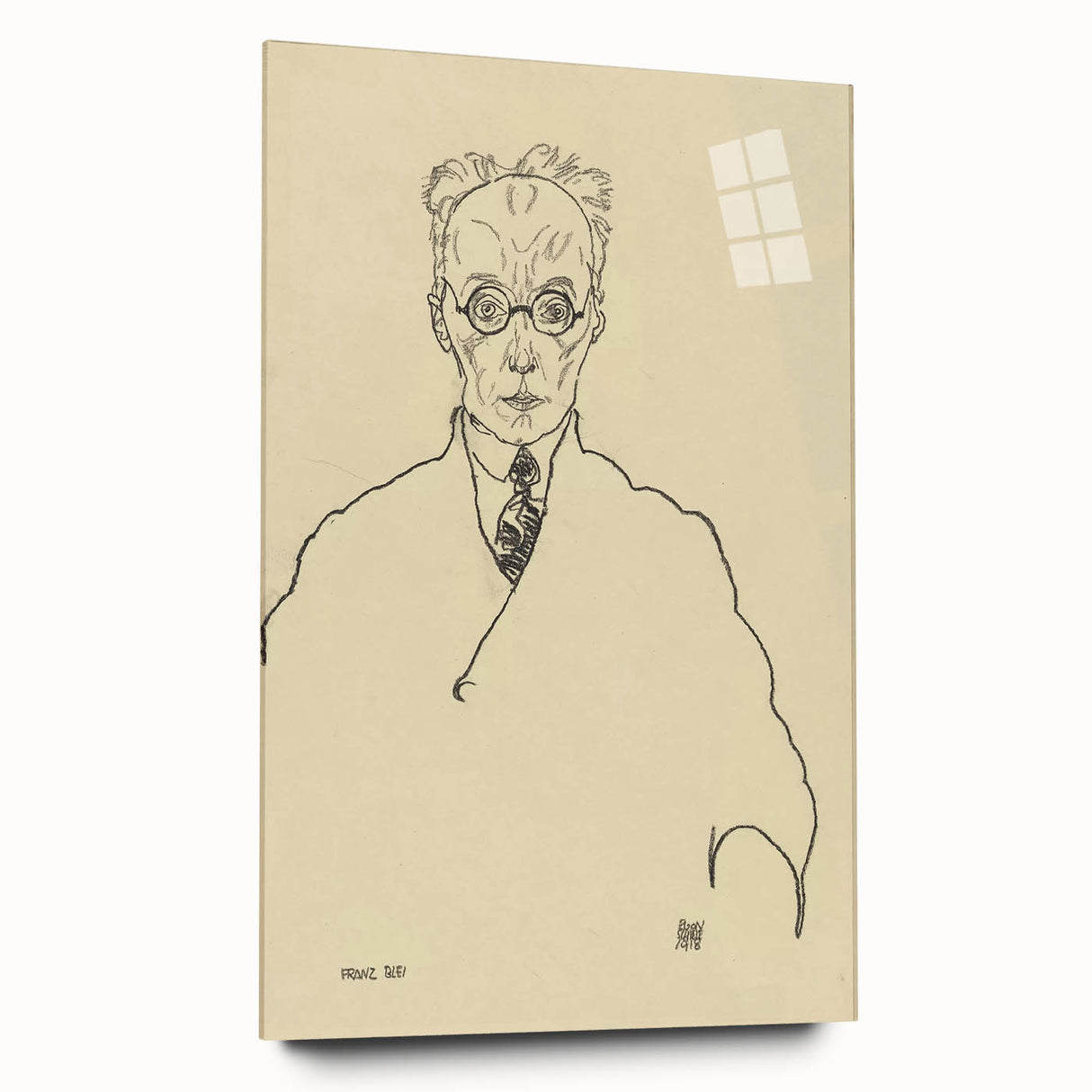 Striking Art Deco Wall Art - Minimalist Portrait of Franz Blei in Ink