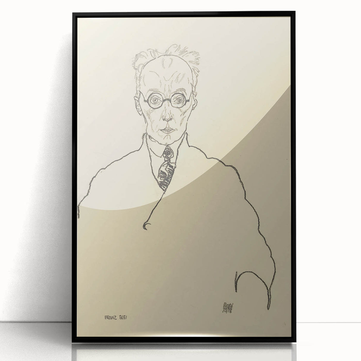 Striking Art Deco Wall Art - Minimalist Portrait of Franz Blei in Ink