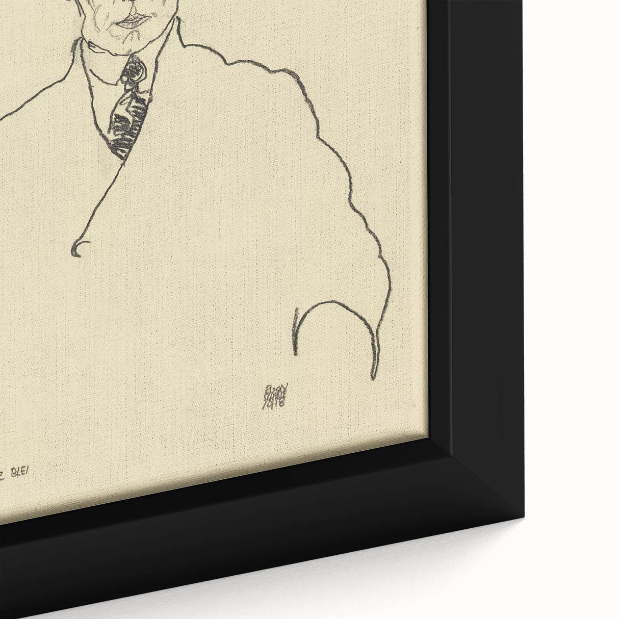 Striking Art Deco Wall Art - Minimalist Portrait of Franz Blei in Ink