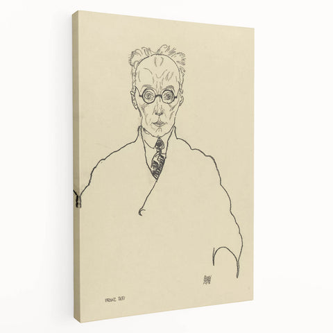 Striking Art Deco Wall Art - Minimalist Portrait of Franz Blei in Ink
