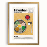 Extra large abstract art print of textured food dishes in muted earth tones, framed with a gold mat.
