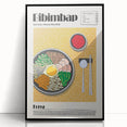 Large abstract wall art featuring assorted food dishes in mid-century modernist style, framed in black acrylic.