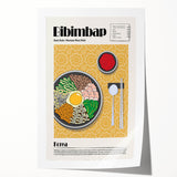 Extra large rolled print of assorted food dishes in muted earth tones, ideal for dining room wall art.