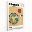 Large canvas print depicting a variety of colorful food dishes, ideal for kitchen wall art.