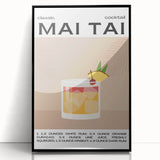 Large abstract wall art depicting food and drinks in a mid-century modernist style, framed in black acrylic.