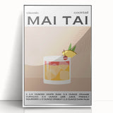 Art deco poster featuring a stylized cocktail glass in bold black and gold tones, framed in white acrylic.