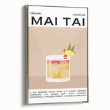 Landscape art painting of a colorful vintage poster on a black framed canvas, ideal for dining room decor.