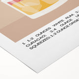 Art deco poster featuring a stylized cocktail glass in vibrant orange and yellow tones on rolled canvas.