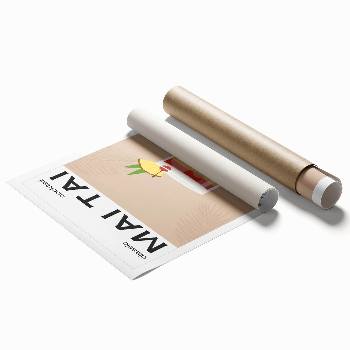 Extra large rolled print featuring a floral art design in muted pastel shades.