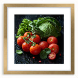 Extra large abstract art print featuring vibrant, textured fruit motifs on a framed canvas, ideal for living room decor.