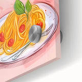 Large abstract wall art in mid-century modernist style, featuring vibrant hues on acrylic glass, ideal for dining room decor.