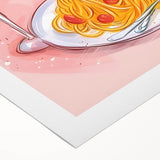 Art deco poster featuring a stylized food illustration on rolled canvas, suitable for dining room decor.