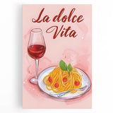 Large black and white stretched canvas featuring a minimalist food-inspired design, ideal for kitchen wall art.