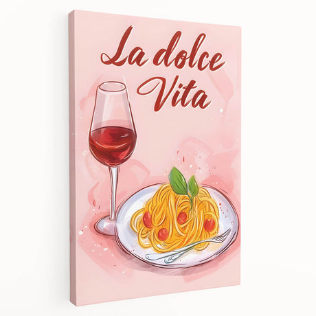Large canvas print featuring vibrant illustrations of various fruits and vegetables, ideal for kitchen wall art.