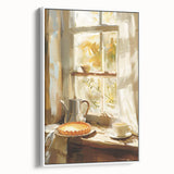 Vintage poster art of colorful pastries on a white framed canvas, ideal for extra large living room wall decor.