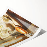 Extra large wall art featuring line art flowers in black on white, rolled print format, ideal for large living room decor.