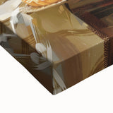 Close-up of a large art canvas featuring black and white landscape art paintings of pastries, ideal for bedroom wall decor.