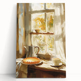 Black and white photo of assorted pastries on stretched canvas, ideal for kitchen wall art.
