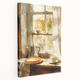 Large canvas print featuring an assortment of pastries in soft beige and brown tones, suitable for kitchen wall art.