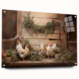 Farmhouse Holiday Chickens – Rustic Christmas Wall Decor
